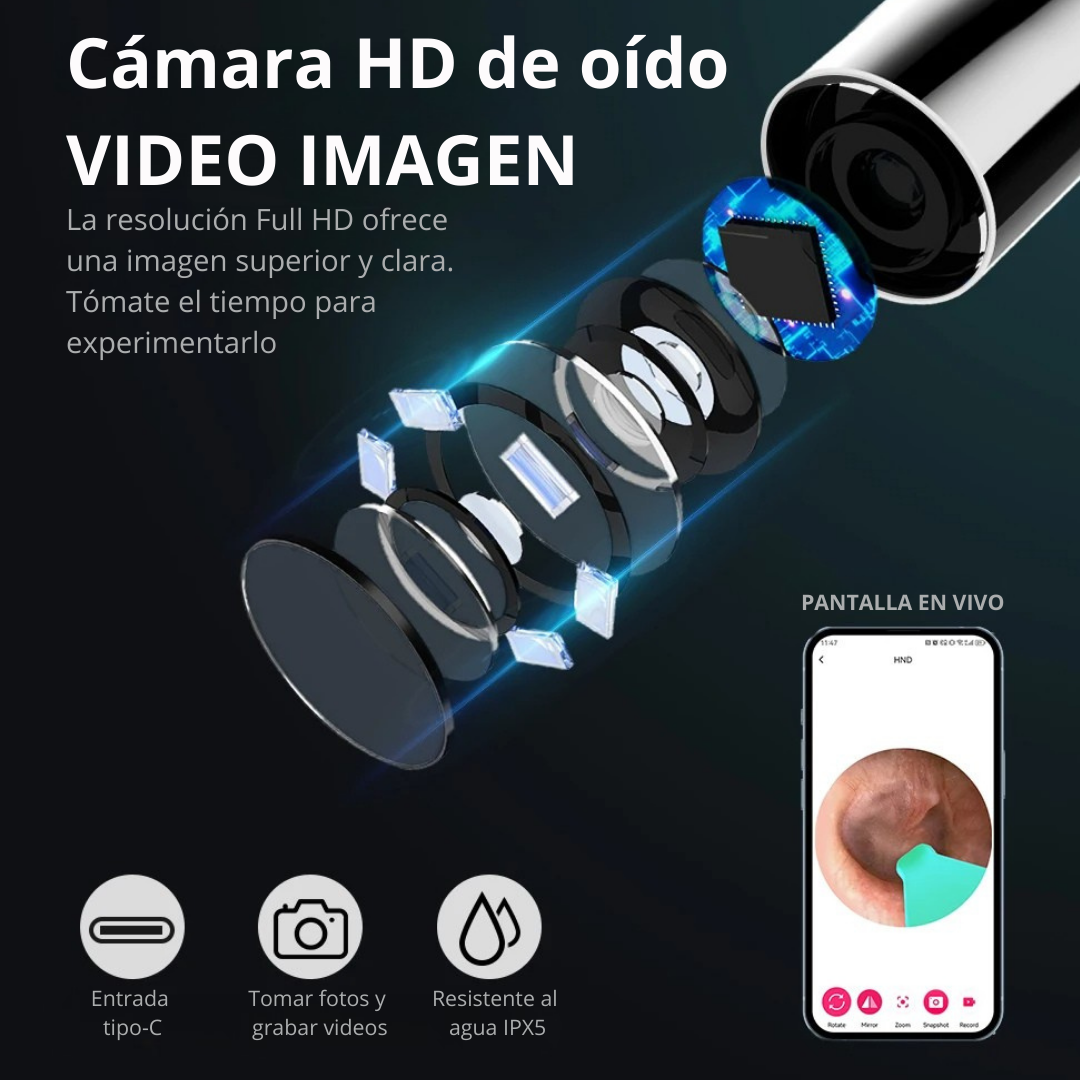 Limpieza de Oídos Inteligente con Cámara HD.
